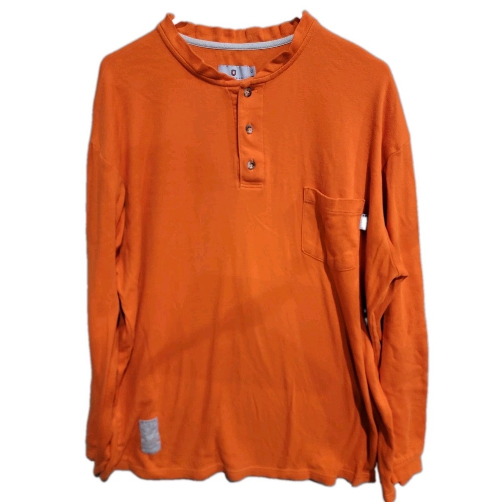 Tyndale FR Shirt Mens XL Orange Long Sleeve Pocket Henley Arc Rated 10.9